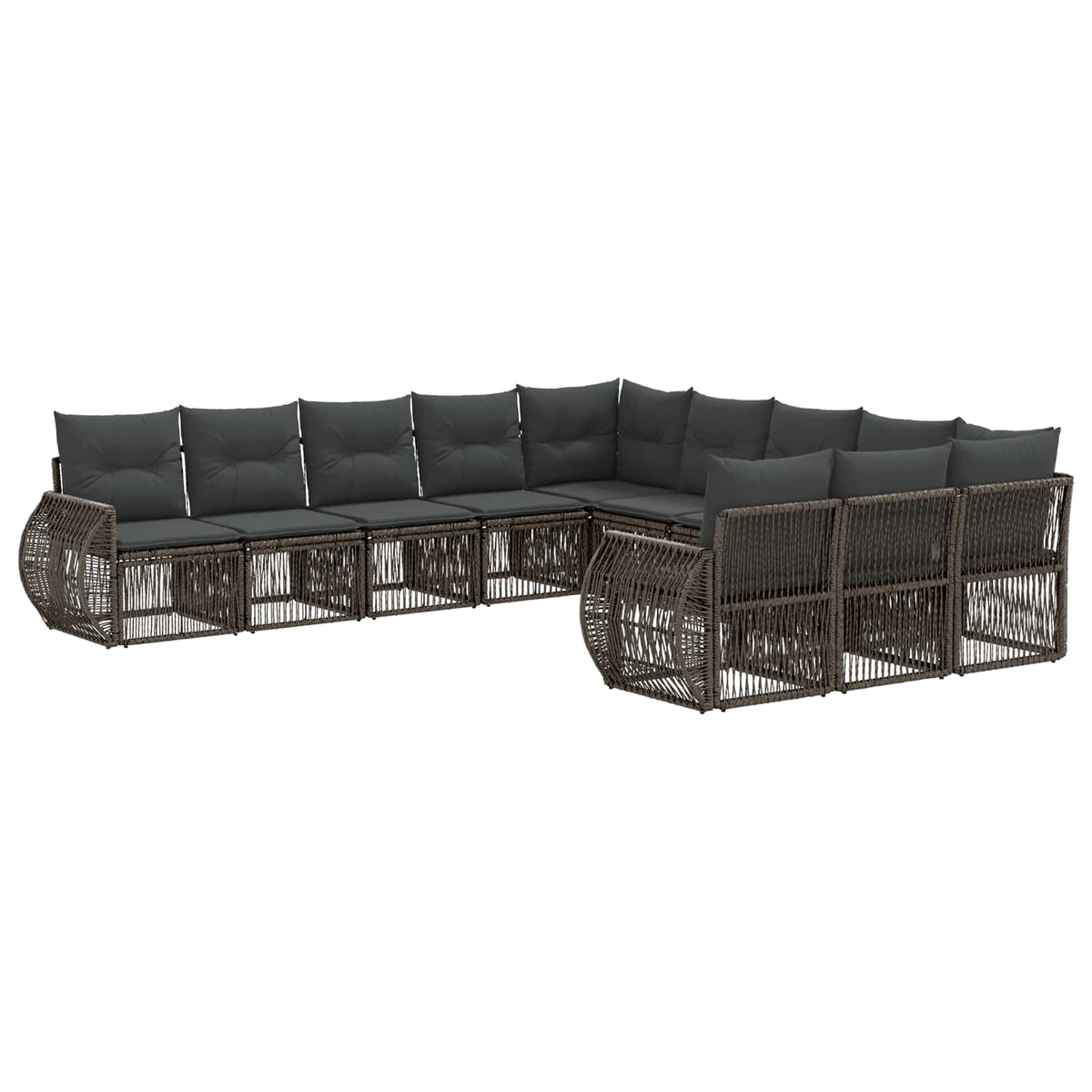 vidaXL Tuinbankenset 12 pcs Zwart en Cream Wit poly rattan