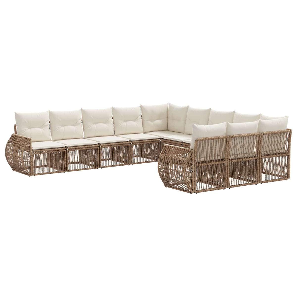 vidaXL Tuinbankenset 12 pcs Zwart en Cream Wit poly rattan