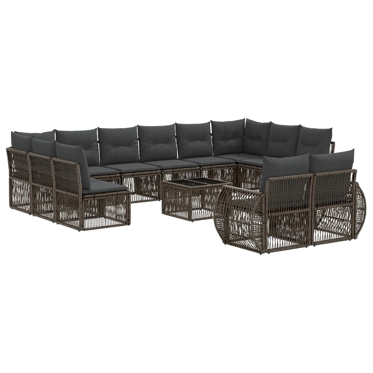 vidaXL Tuinbankenset 13 pcs Zwart en Cream Wit poly rattan
