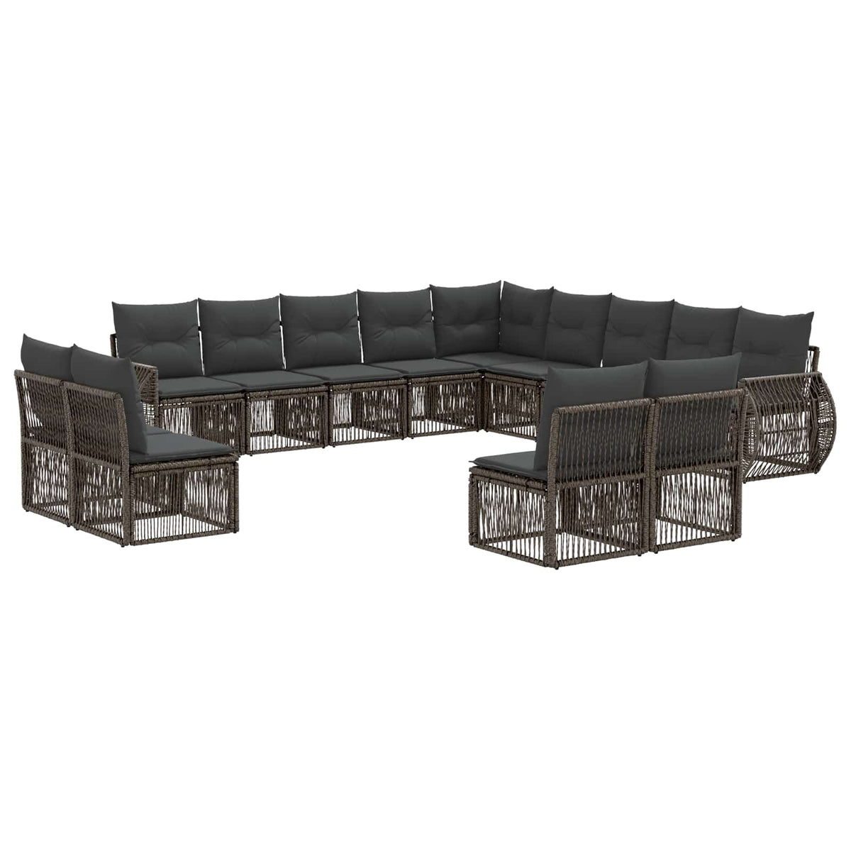 vidaXL Tuinbankenset 14 pcs Zwart en Cream Wit poly rattan