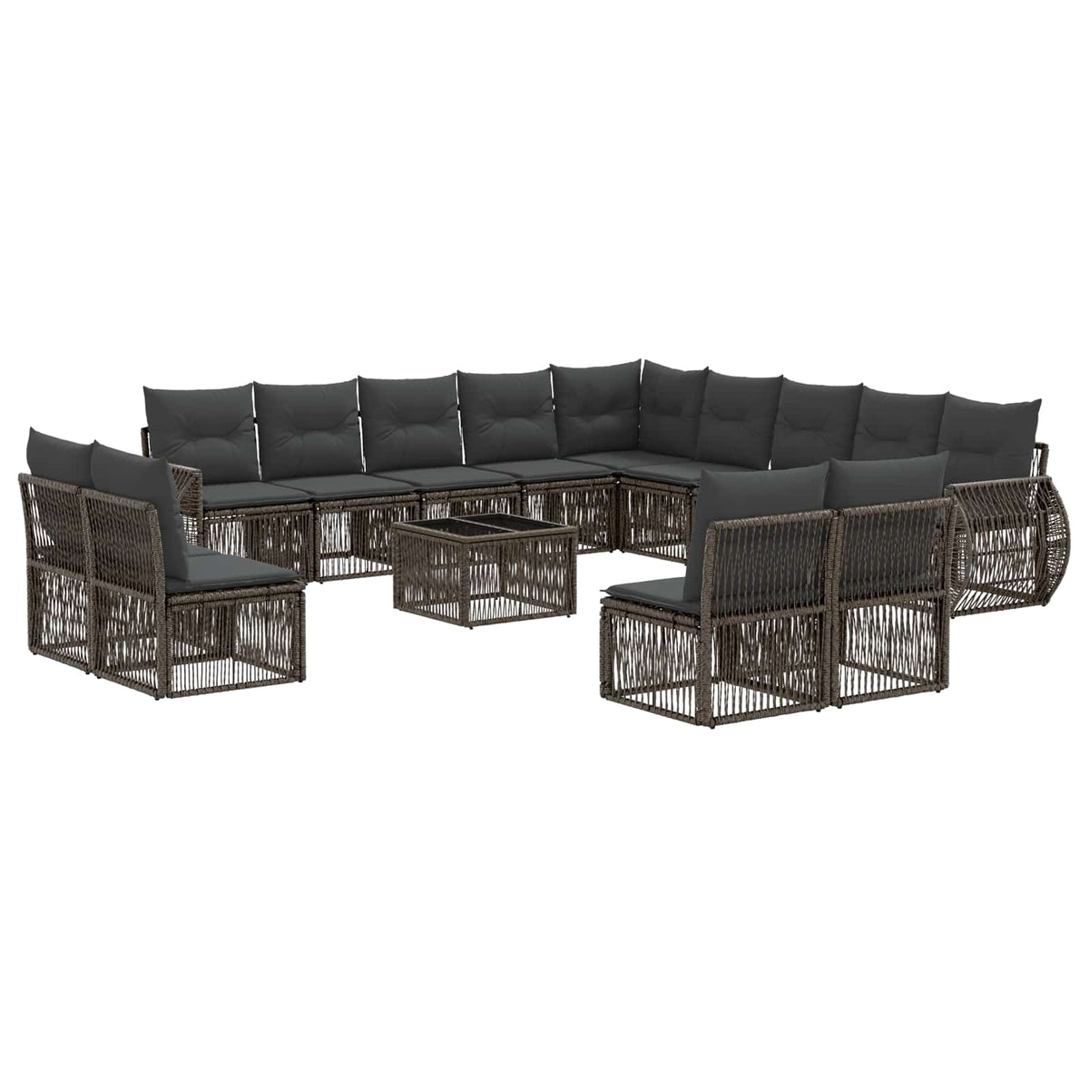 vidaXL Tuinbankenset 14 pcs Zwart en Cream Wit poly rattan