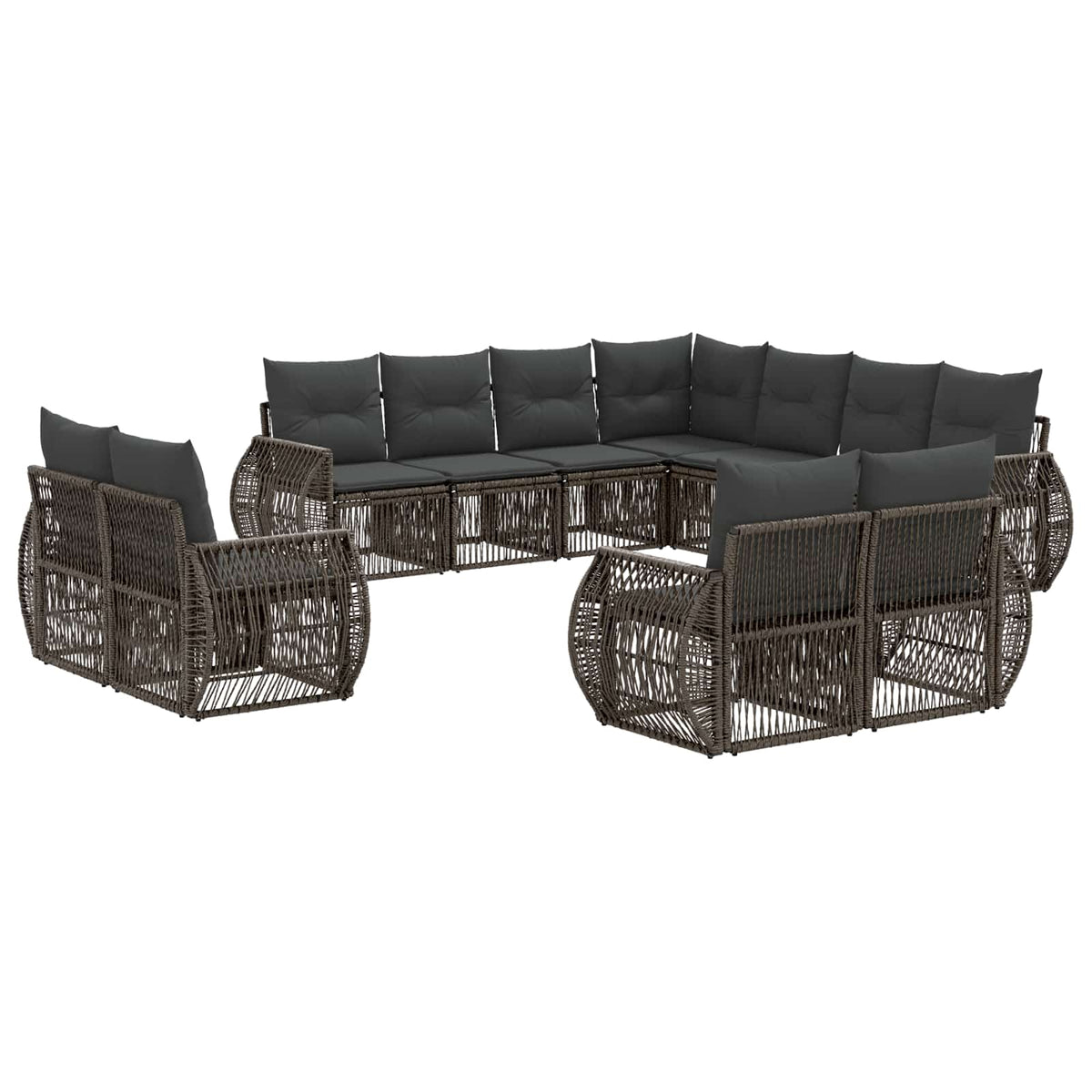 vidaXL Tuinbankenset 12 pcs Zwart en Cream Wit poly rattan
