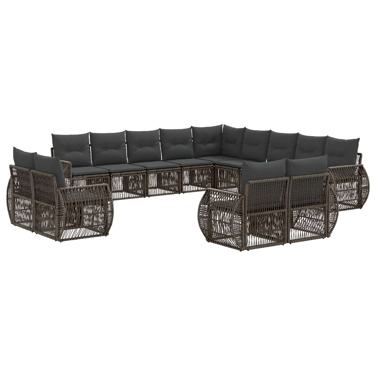 vidaXL Tuinbankenset 14 pcs Zwart en Cream Wit poly rattan