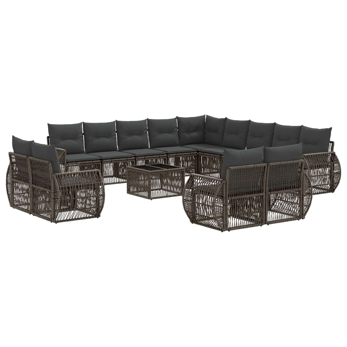 vidaXL Tuinbankenset 14 pcs Zwart en Cream Wit poly rattan
