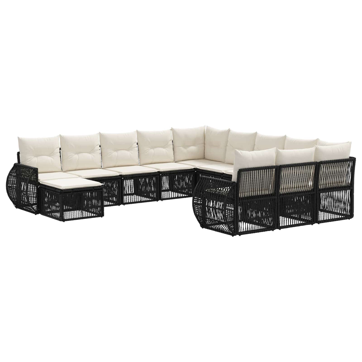 vidaXL Tuinbankenset 13 pcs Zwart poly rattan