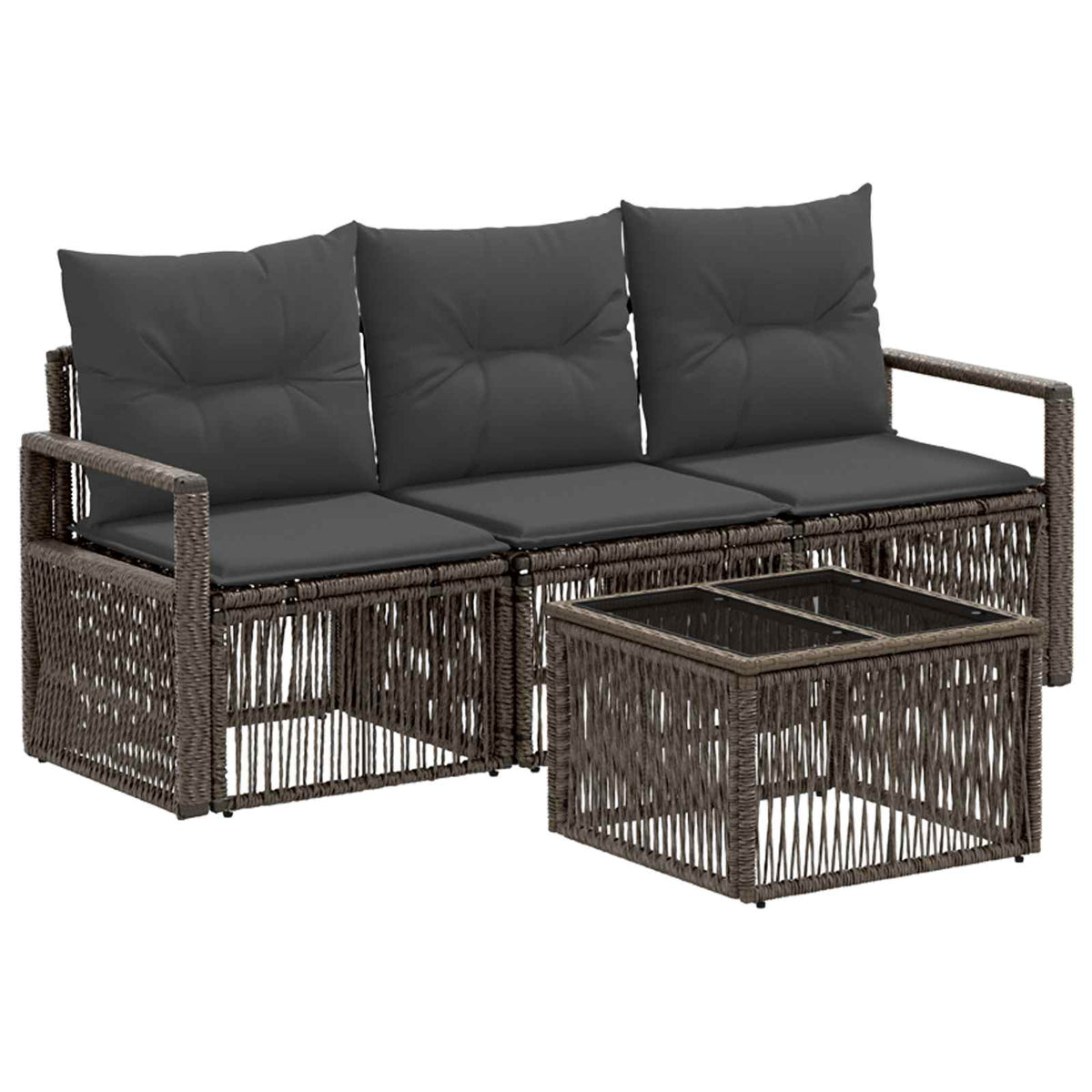 vidaXL Tuinbankenset 4 pcs Zwart poly rattan