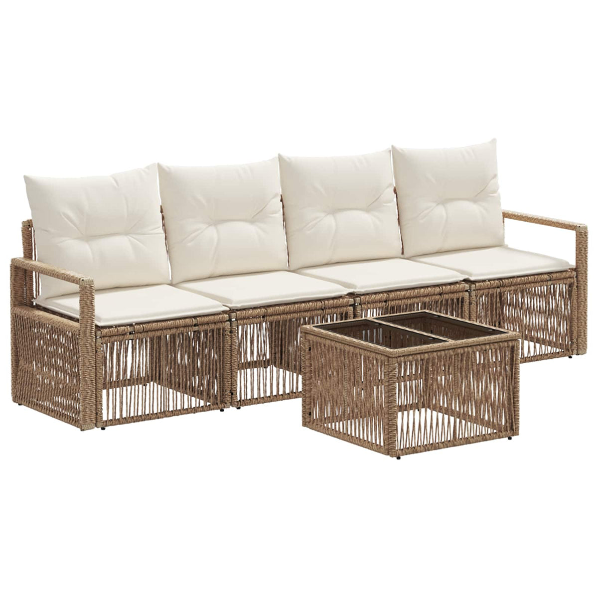vidaXL Tuinbankenset 5 pcs Zwart poly rattan