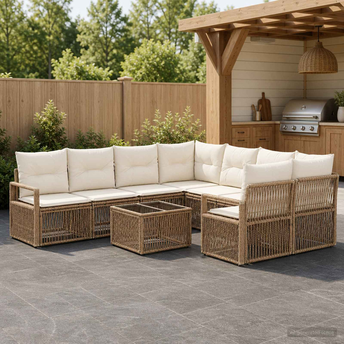 vidaXL Tuinbankenset 9 st Zwart poly rattan