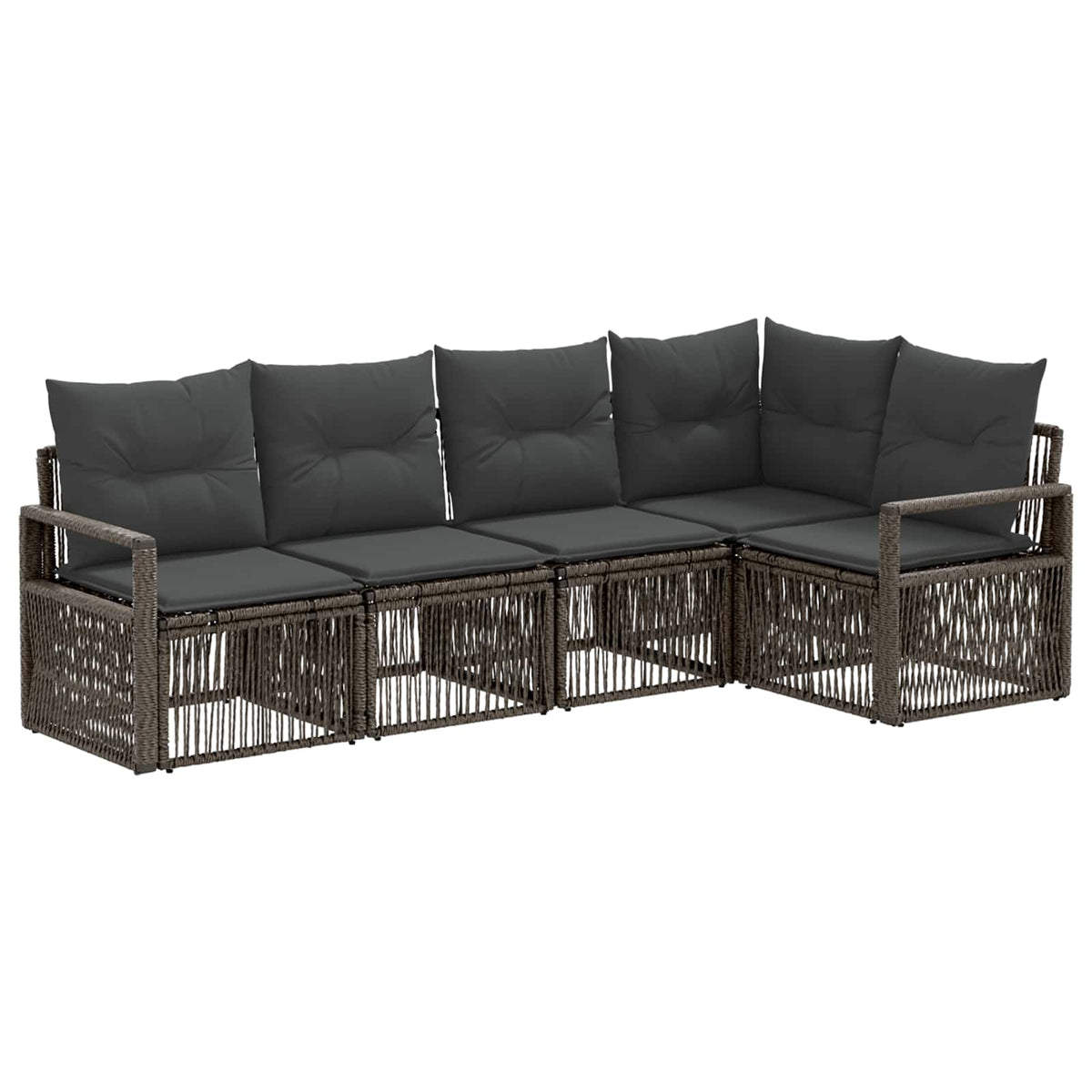 vidaXL Tuinbankenset 6 pcs Zwart poly rattan