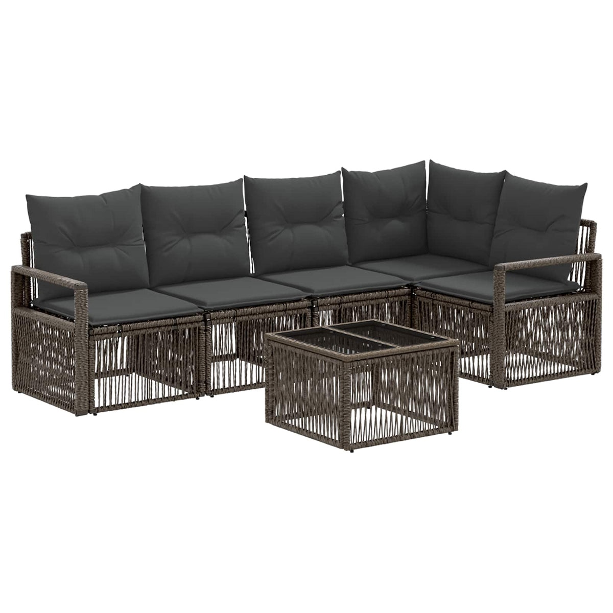 vidaXL Tuinbankenset 6 pcs Zwart poly rattan
