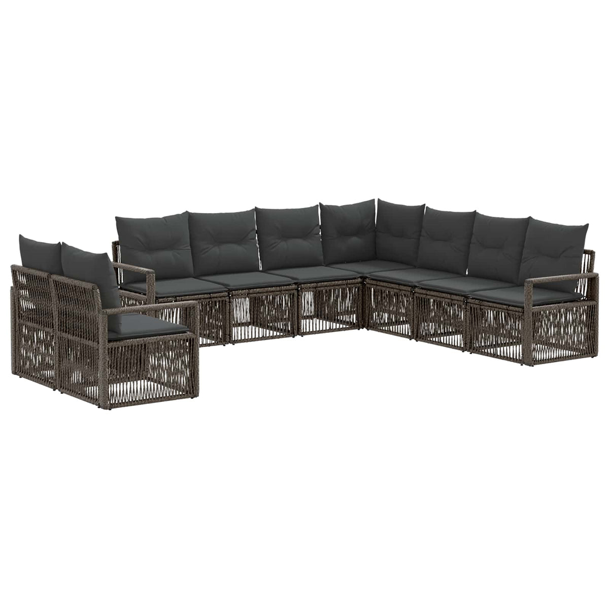vidaXL Tuinbankenset 10 pcs Zwart poly rattan