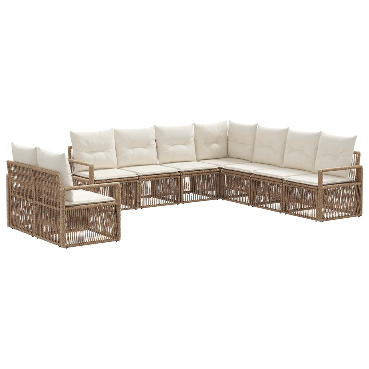 vidaXL Tuinbankenset 10 pcs Zwart poly rattan
