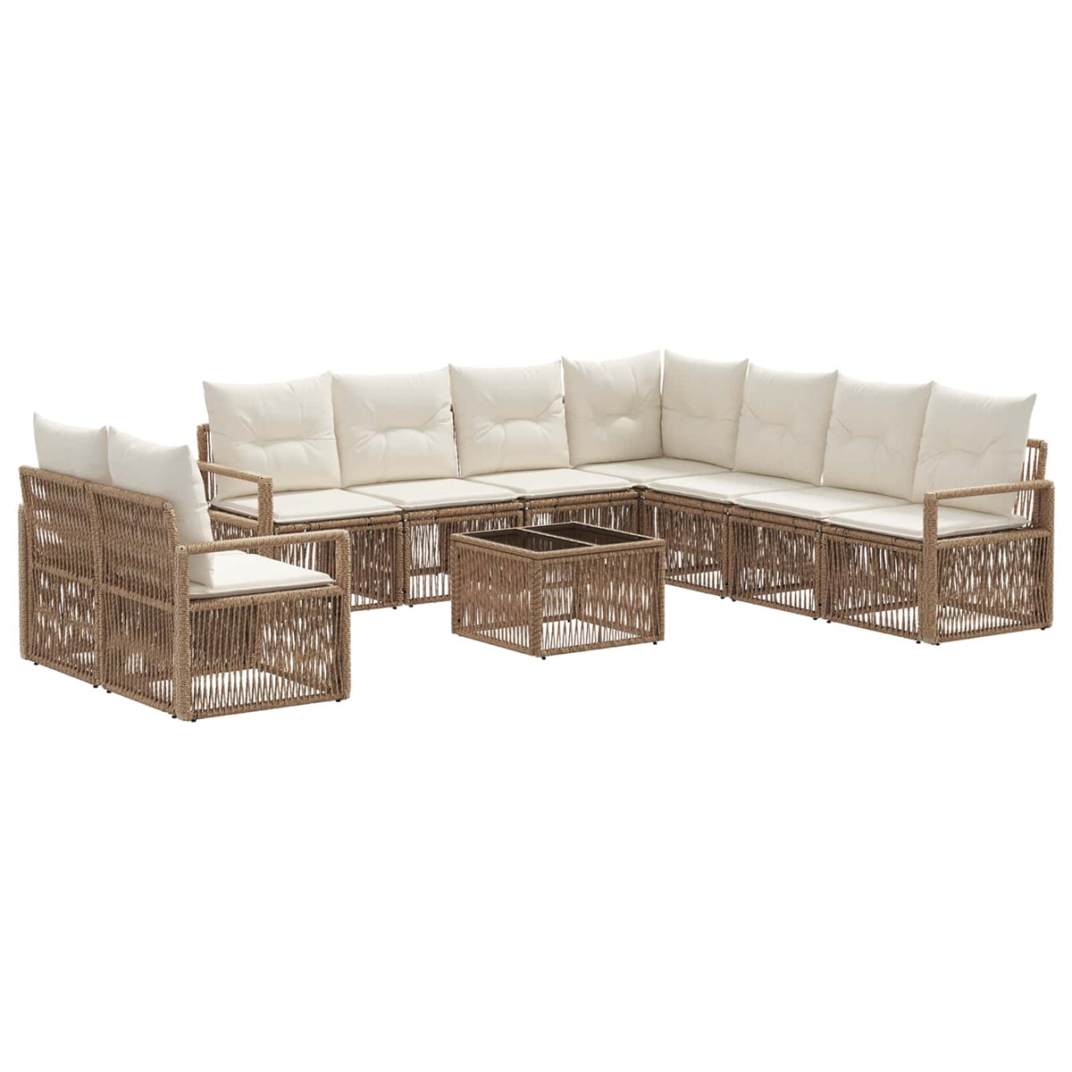 vidaXL Tuinbankenset 10 pcs Zwart poly rattan