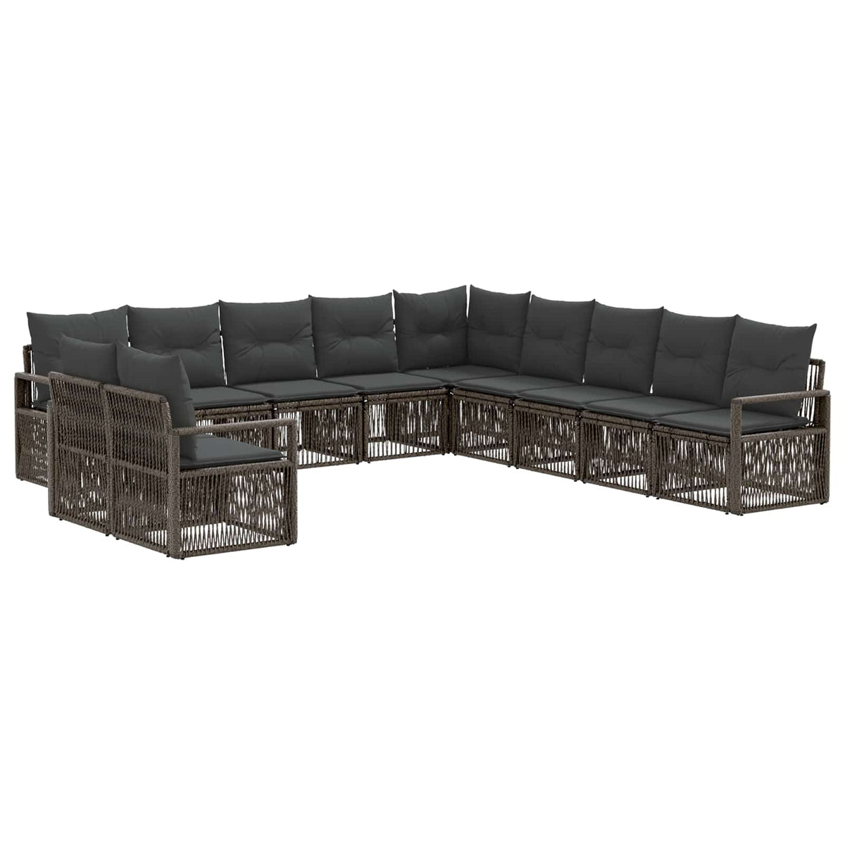 vidaXL Tuinbankenset 12 pcs Zwart poly rattan