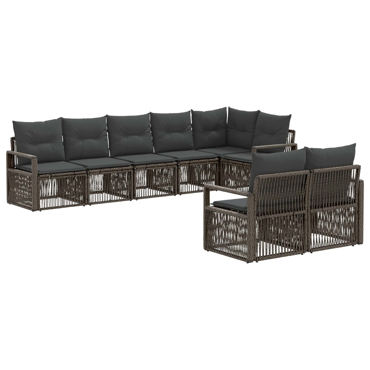 vidaXL Tuinbankenset 9 pcs Zwart poly rattan