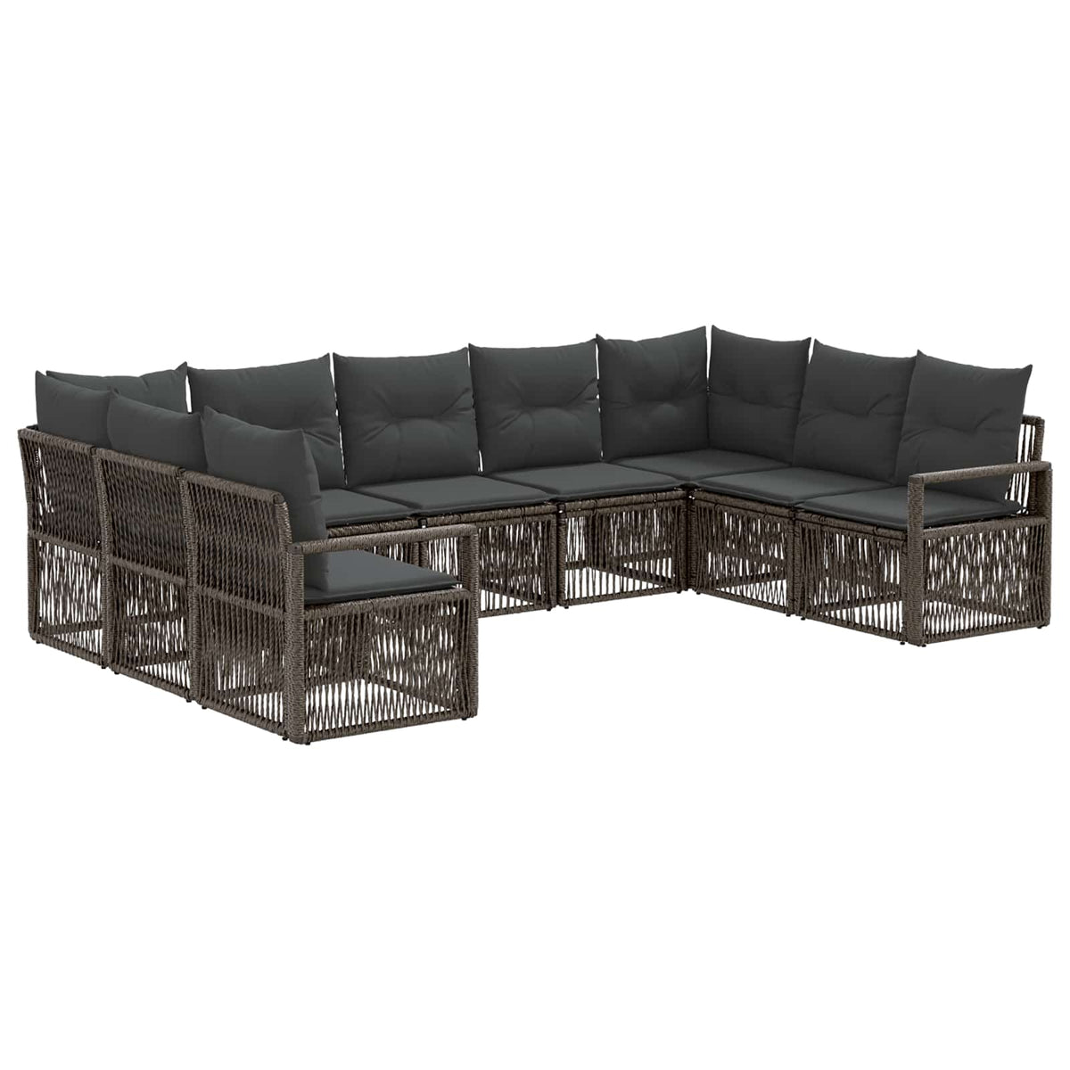 vidaXL Tuinbankenset 10 pcs Zwart poly rattan