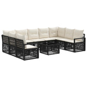 vidaXL Tuinbankenset 10 pcs Zwart poly rattan