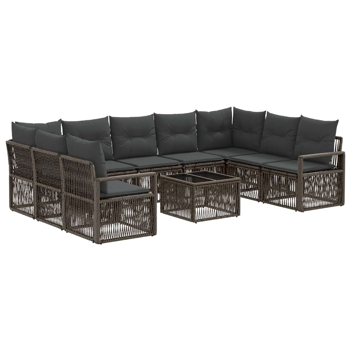 vidaXL Tuinbankenset 10 pcs Zwart poly rattan