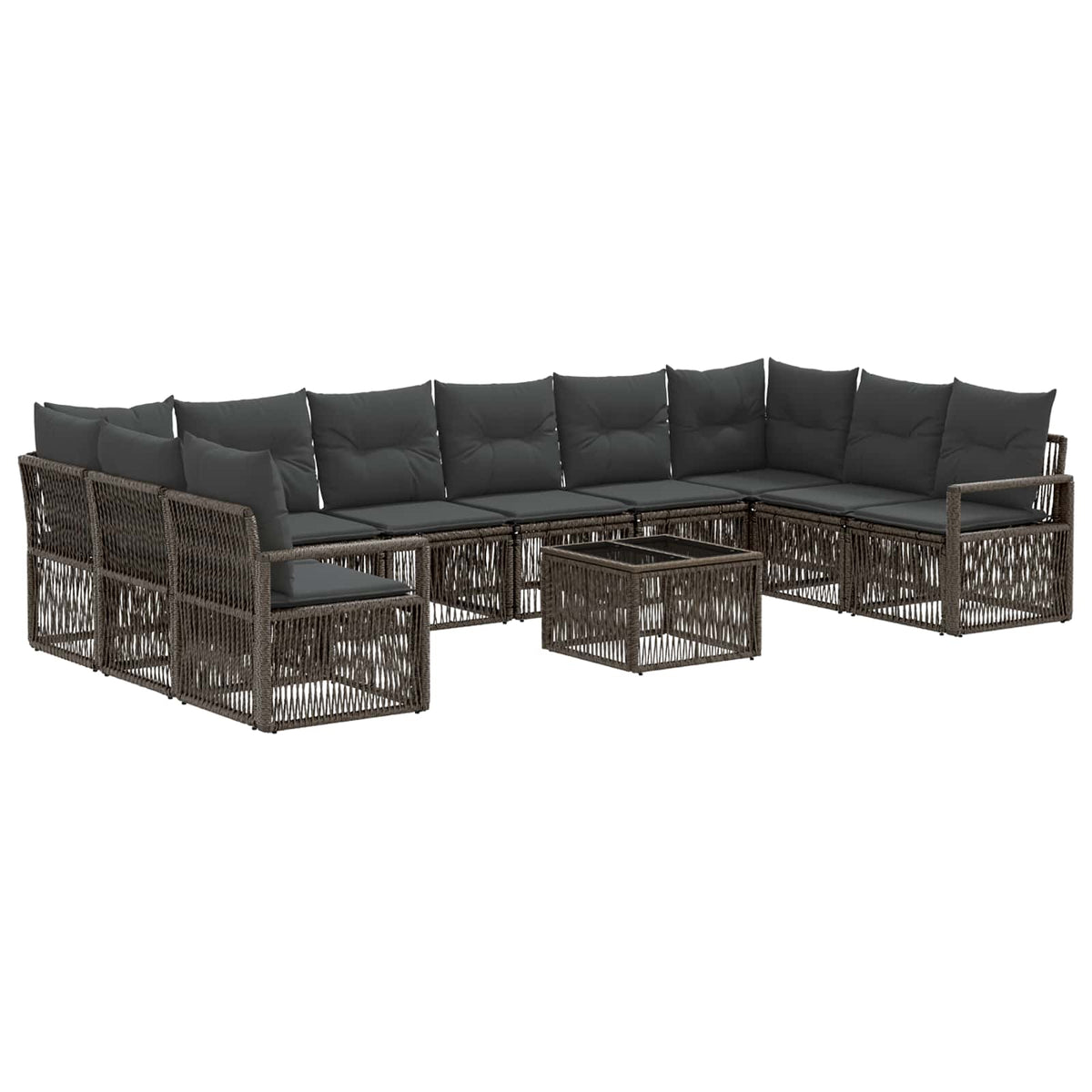 vidaXL Tuinbankenset 11 pcs Zwart poly rattan
