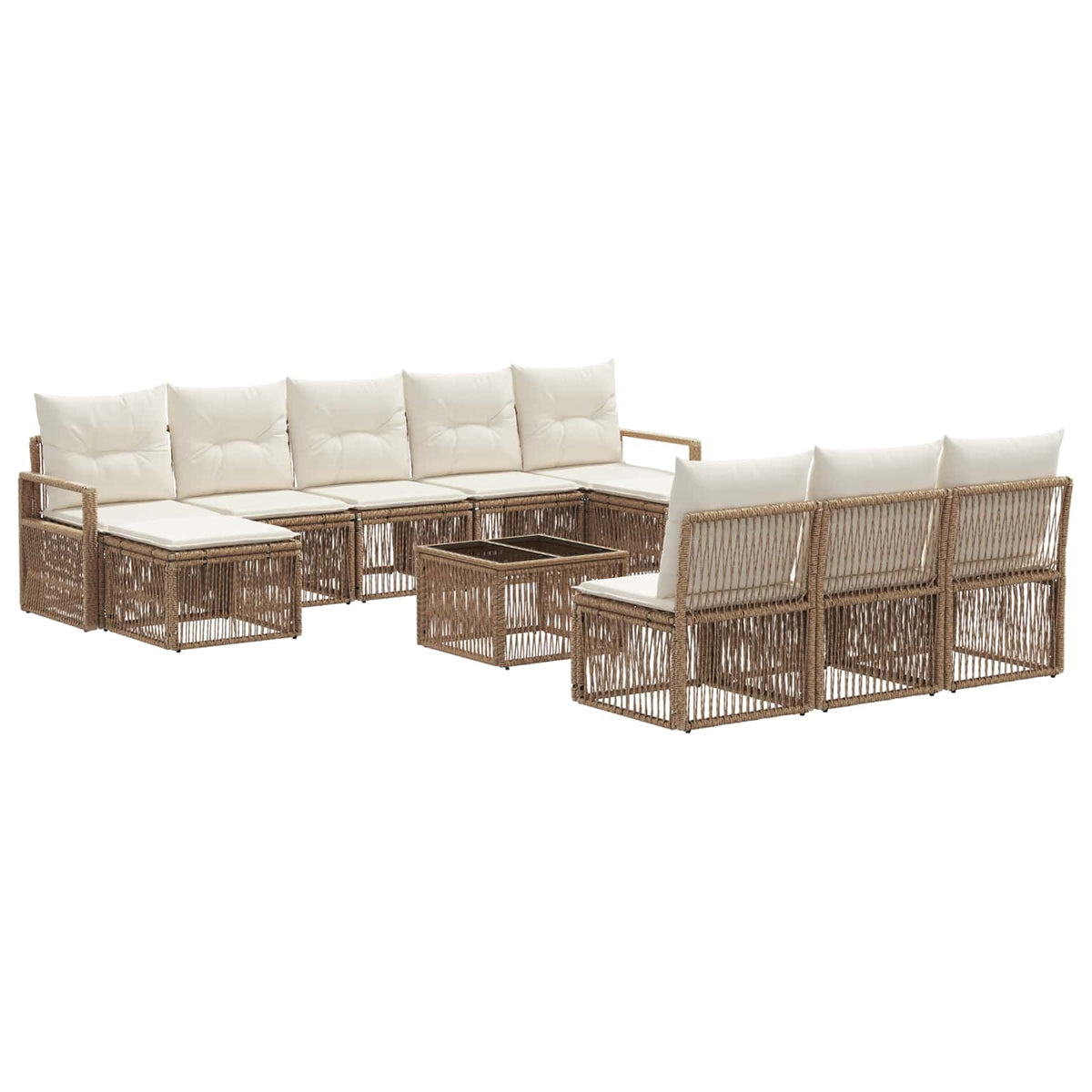 vidaXL Tuinbankenset 11 pcs Zwart poly rattan