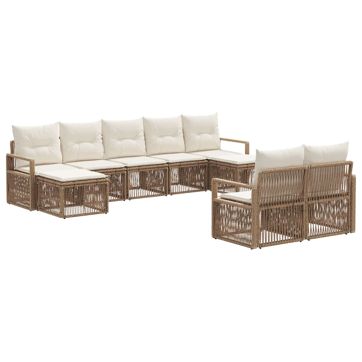 vidaXL Tuinbankenset 10 pcs Zwart poly rattan