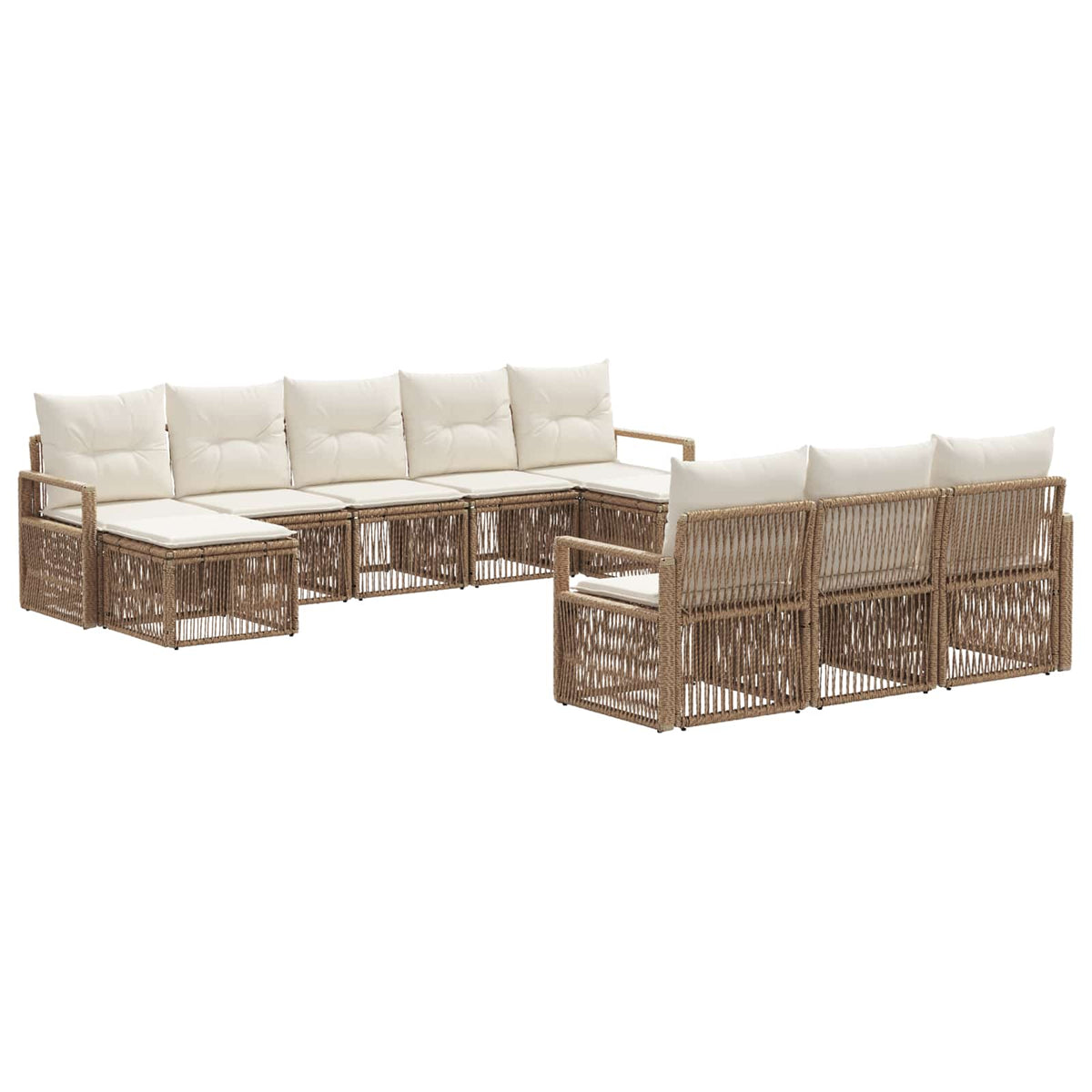 vidaXL Tuinbankenset 11 pcs Zwart poly rattan