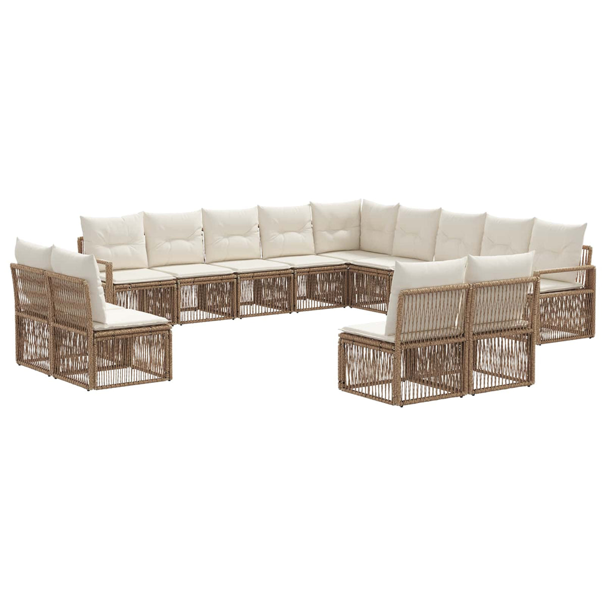 vidaXL Tuinbankenset 14 pcs Zwart poly rattan