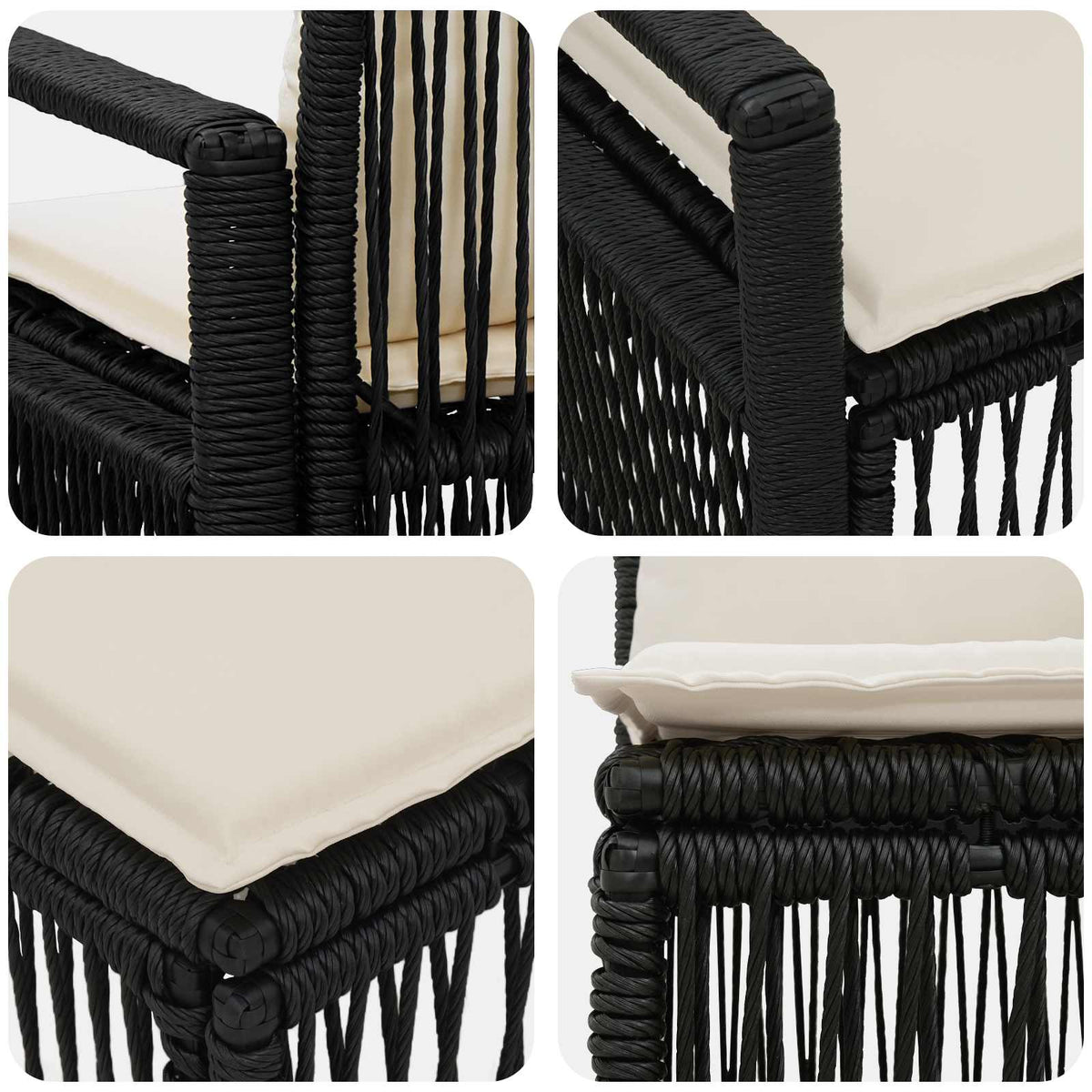 vidaXL Tuinbankenset 10 pcs Zwart poly rattan