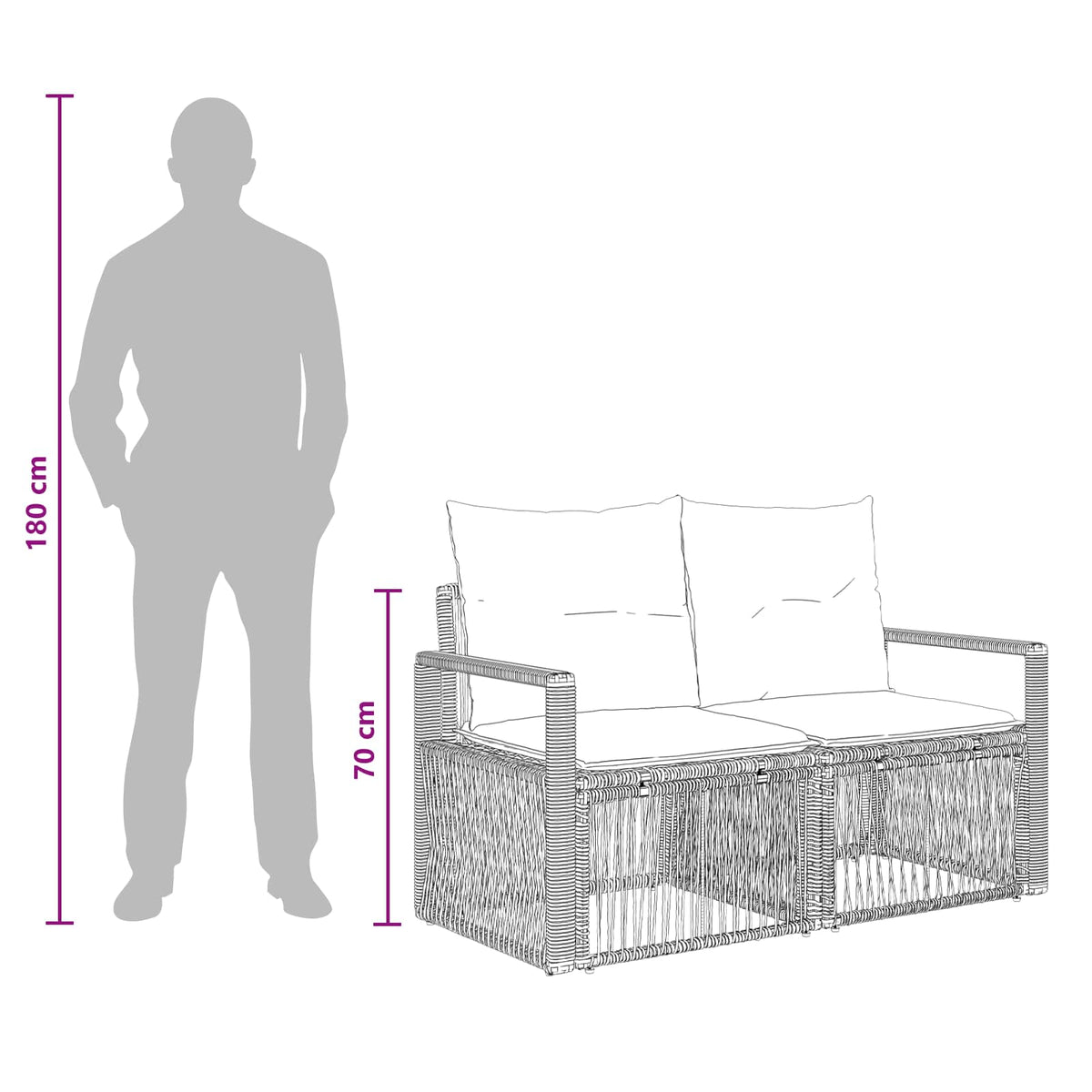 vidaXL Tuinbankenset 10 pcs Zwart poly rattan