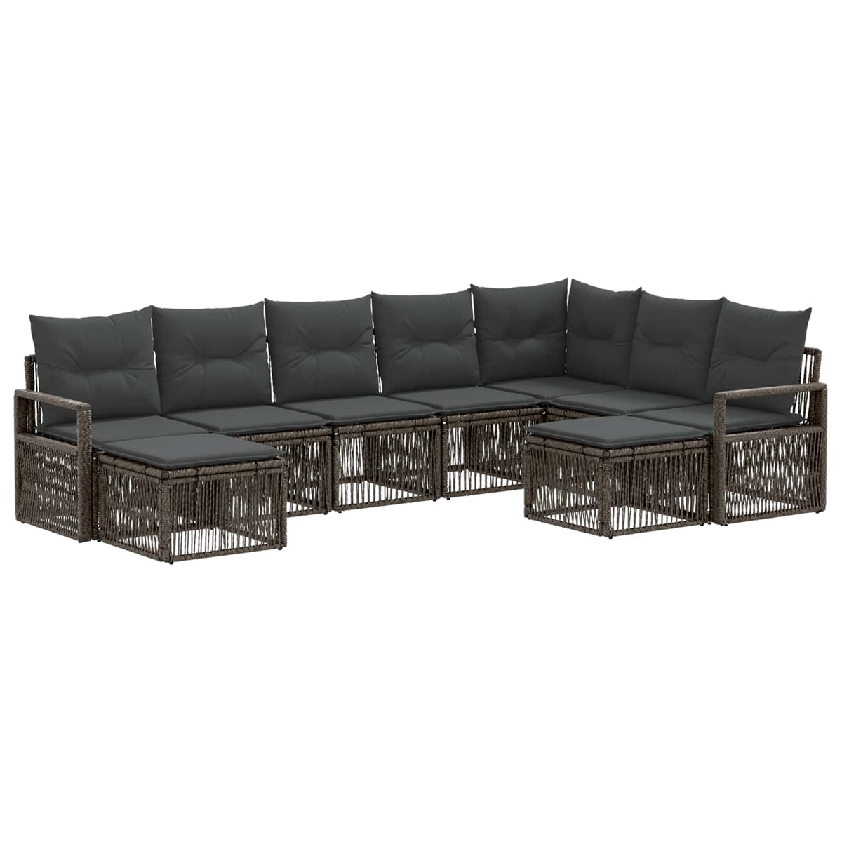vidaXL Tuinbankenset 10 pcs Zwart poly rattan
