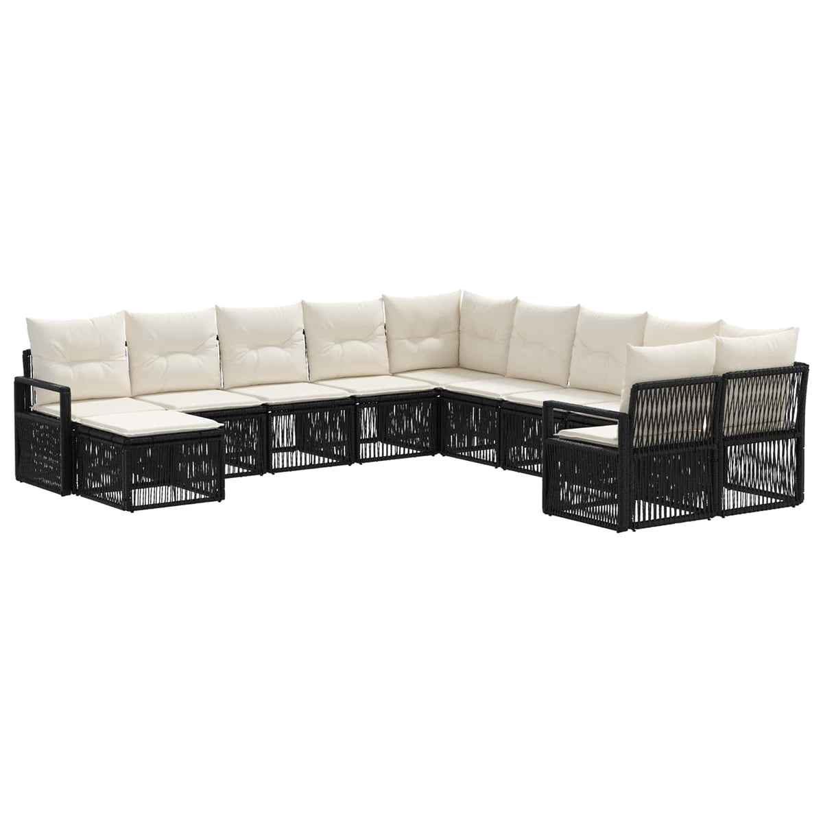 vidaXL Tuinbankenset 12 pcs Zwart poly rattan