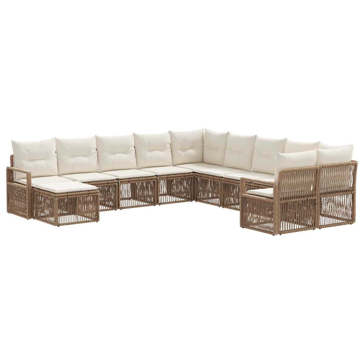 vidaXL Tuinbankenset 12 pcs Zwart poly rattan