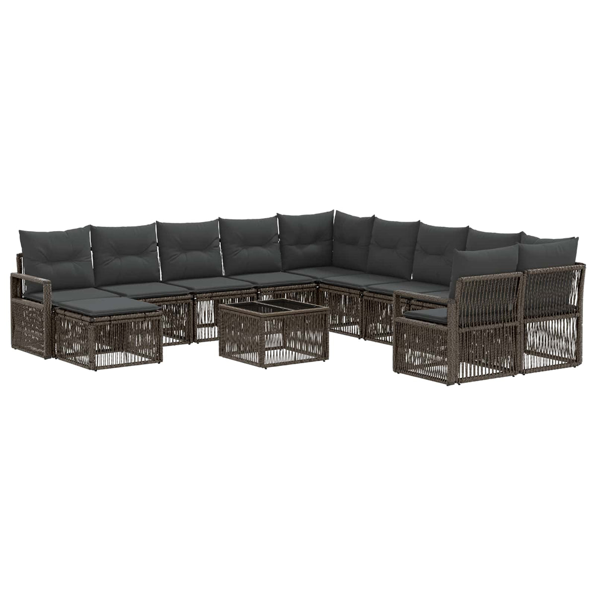 vidaXL Tuinbankenset 12 pcs Zwart poly rattan