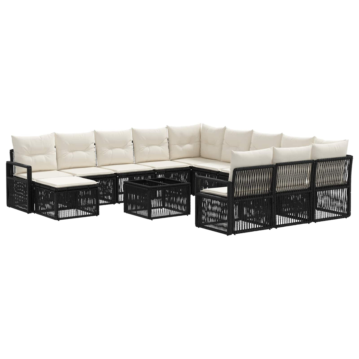 vidaXL Tuinbankenset 13 pcs Zwart poly rattan