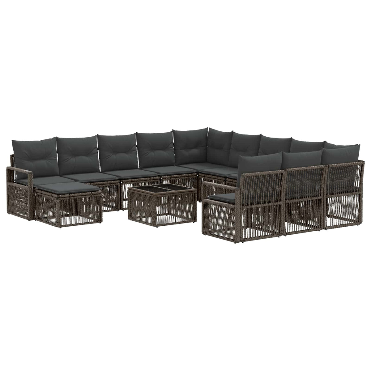 vidaXL Tuinbankenset 13 pcs Zwart poly rattan