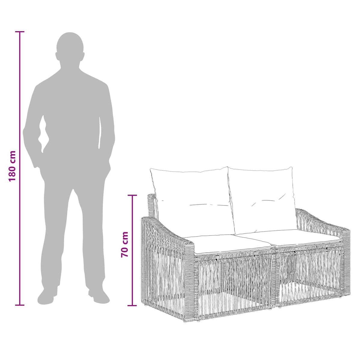 vidaXL Tuinbankenset 7 st Zwart poly rattan