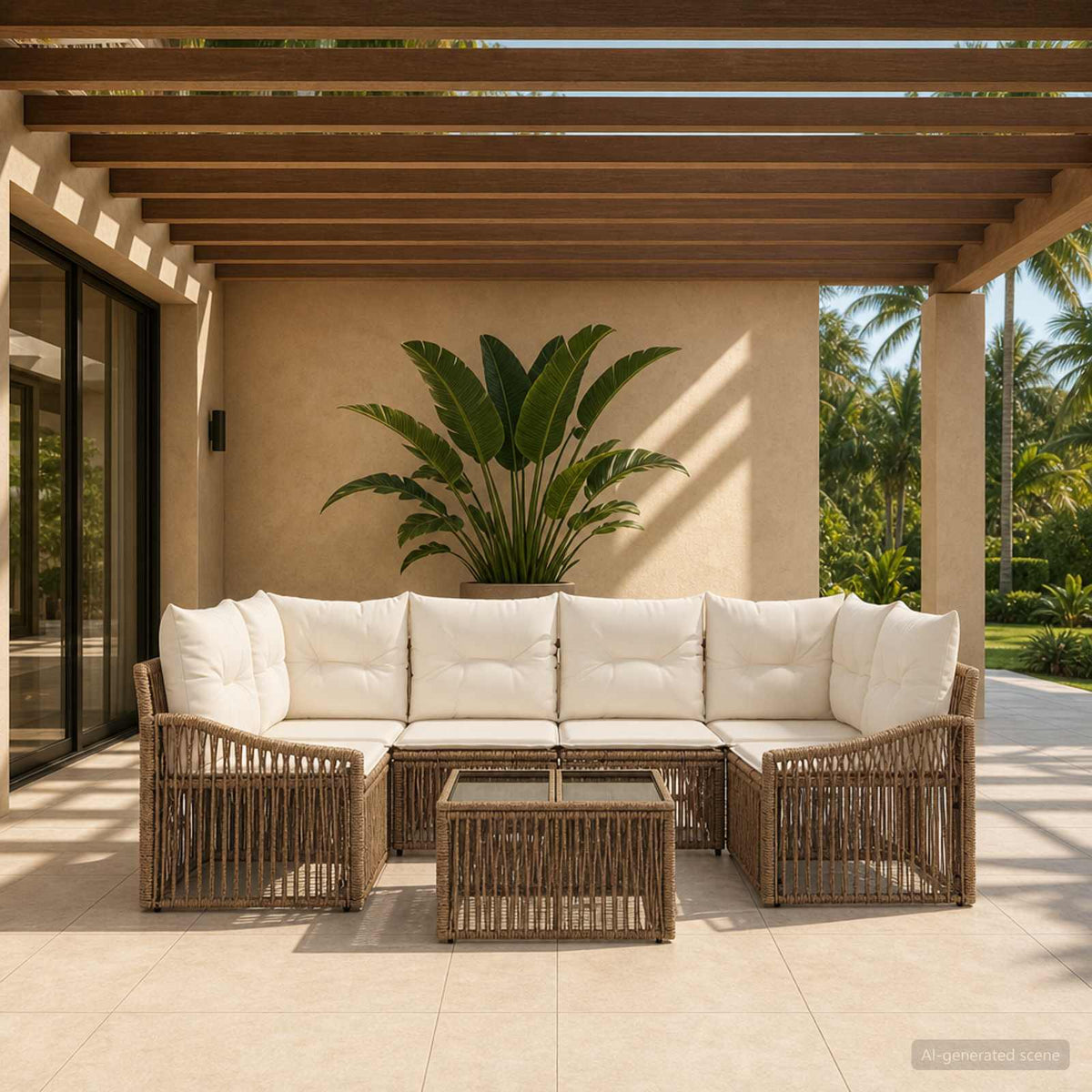vidaXL Tuinbankenset 7 st Zwart poly rattan