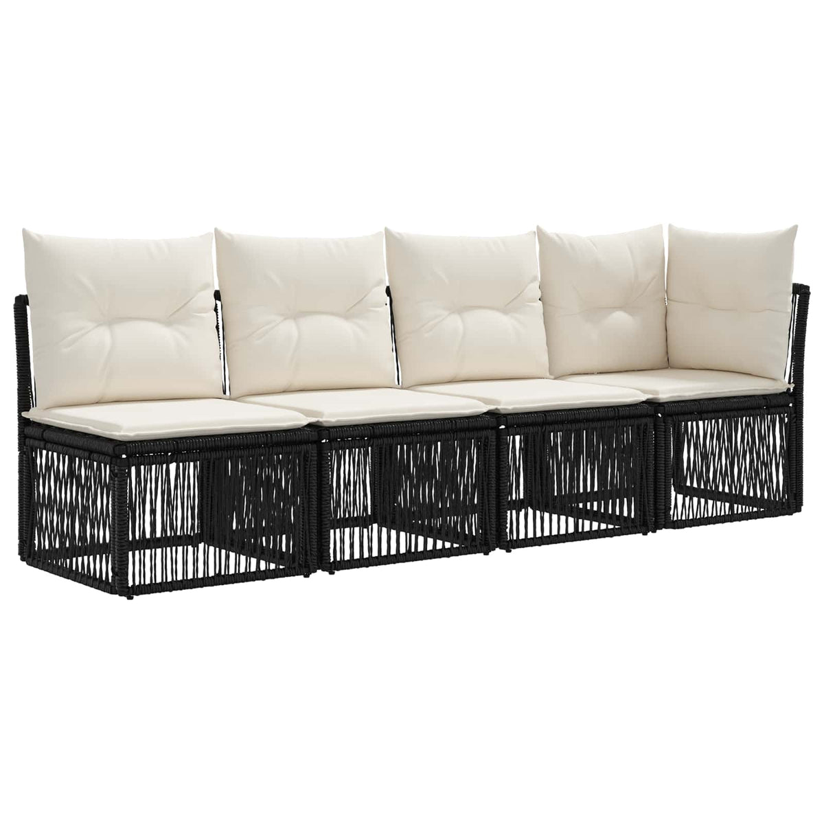 vidaXL Tuinbankenset 7 pcs Zwart poly rattan
