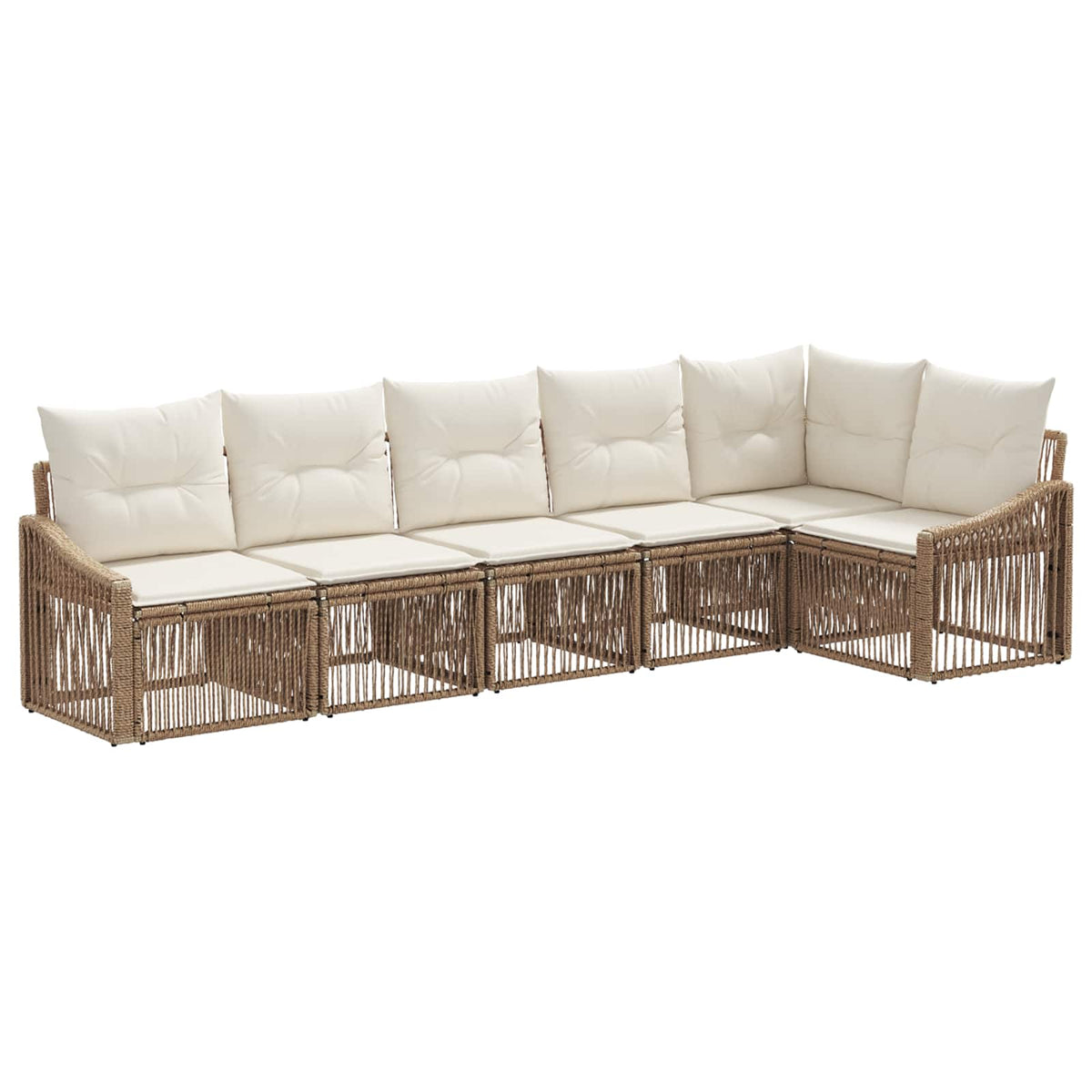 vidaXL Tuinbankenset 7 pcs Zwart poly rattan