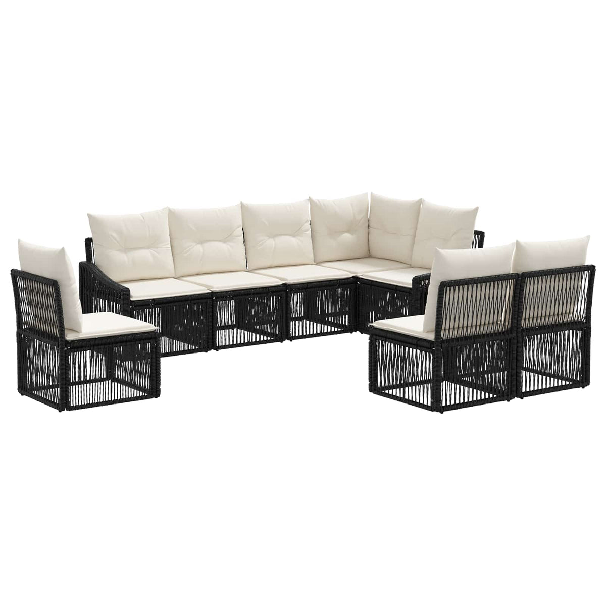 vidaXL Tuinbankenset 9 pcs Zwart poly rattan