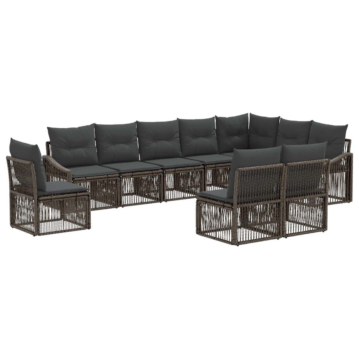 vidaXL Tuinbankenset 11 pcs Zwart poly rattan