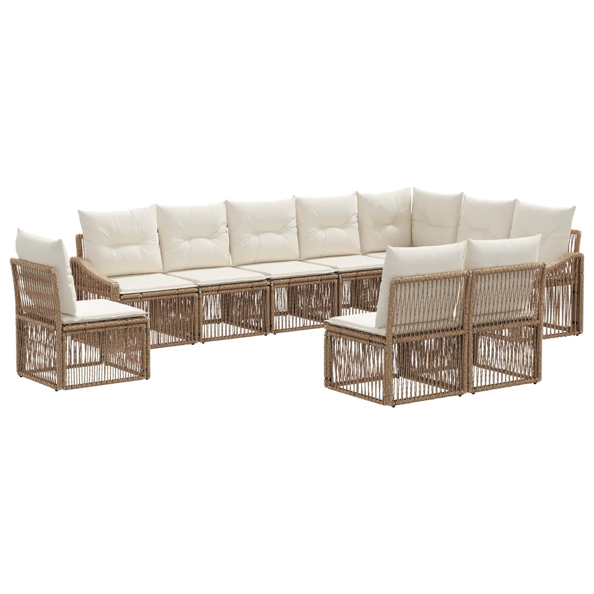vidaXL Tuinbankenset 11 pcs Zwart poly rattan