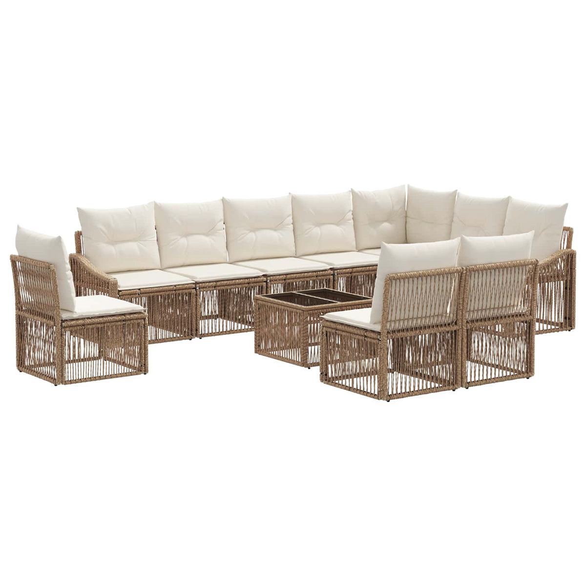 vidaXL Tuinbankenset 11 pcs Zwart poly rattan