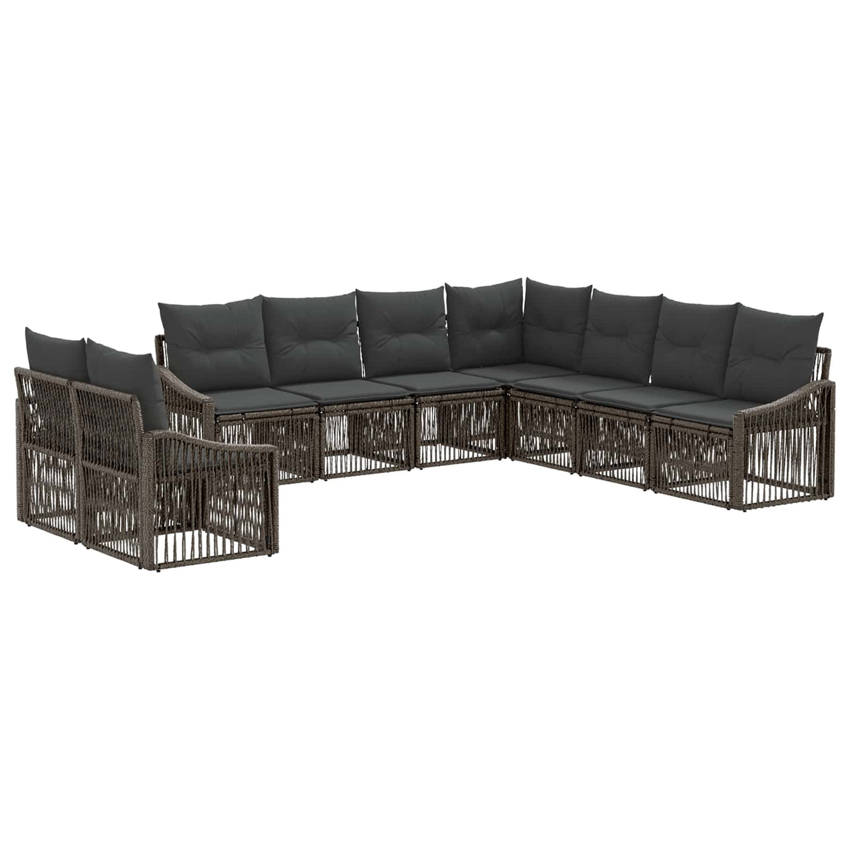 vidaXL Tuinbankenset 10 pcs Zwart poly rattan