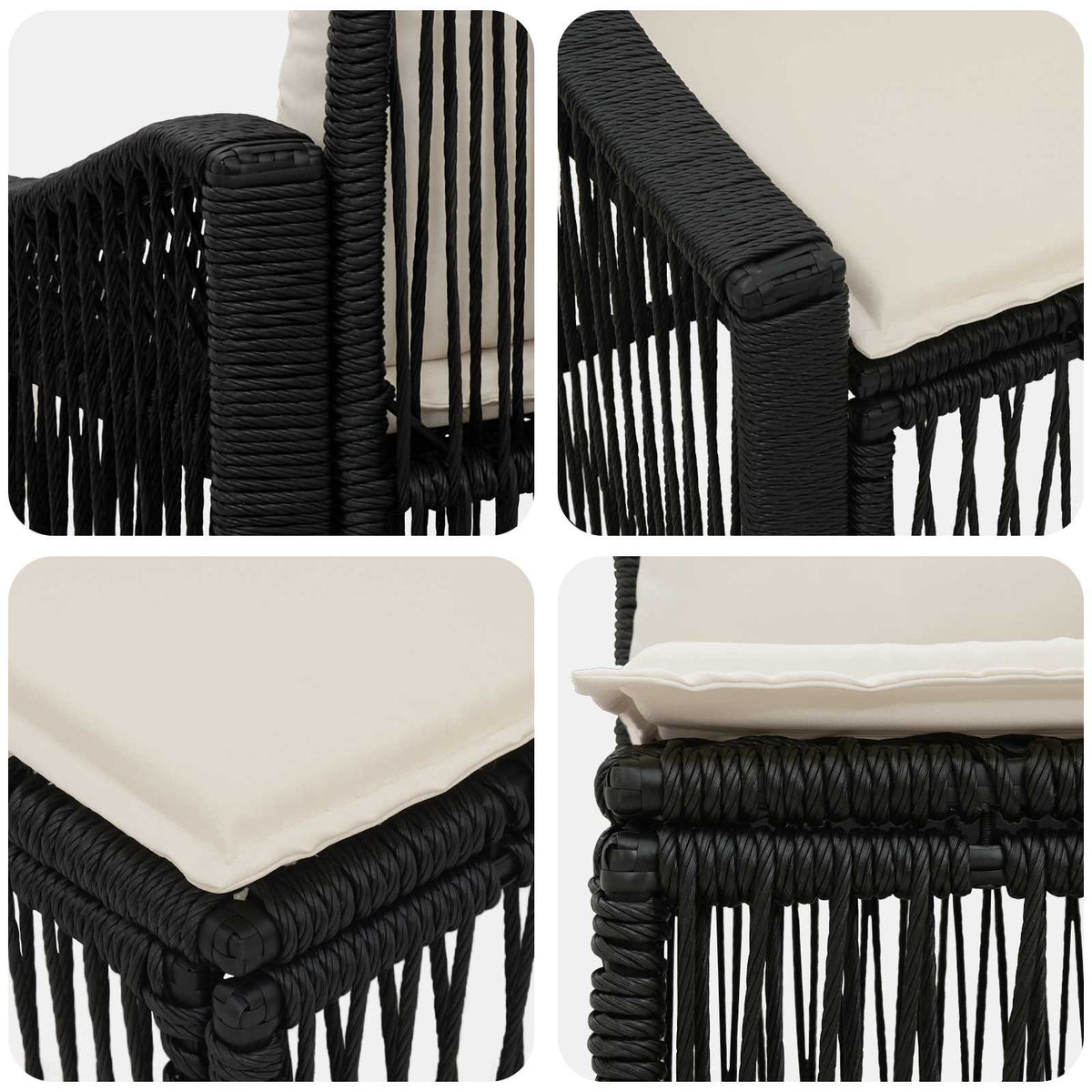 vidaXL Tuinbankenset 12 pcs Zwart poly rattan