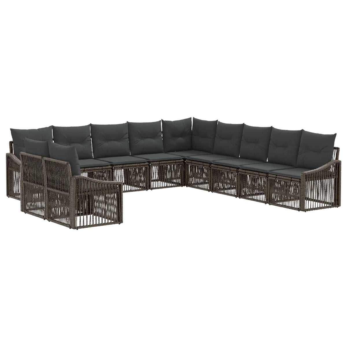 vidaXL Tuinbankenset 12 pcs Zwart poly rattan