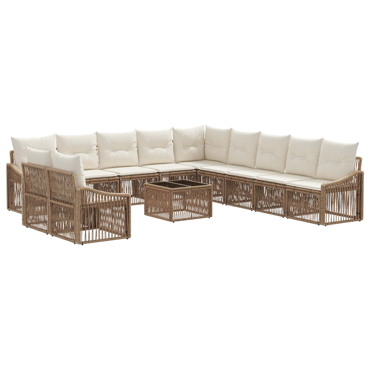 vidaXL Tuinbankenset 12 pcs Zwart poly rattan