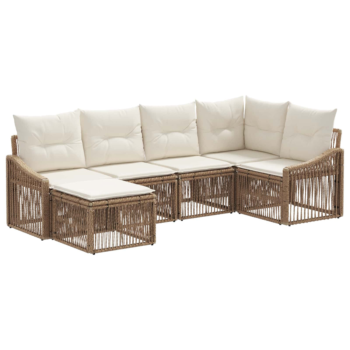 vidaXL Tuinbankenset 7 pcs Zwart poly rattan