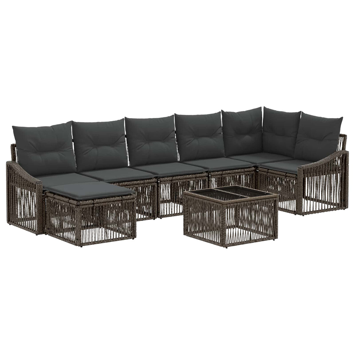 vidaXL Tuinbankenset 8 pcs Zwart poly rattan