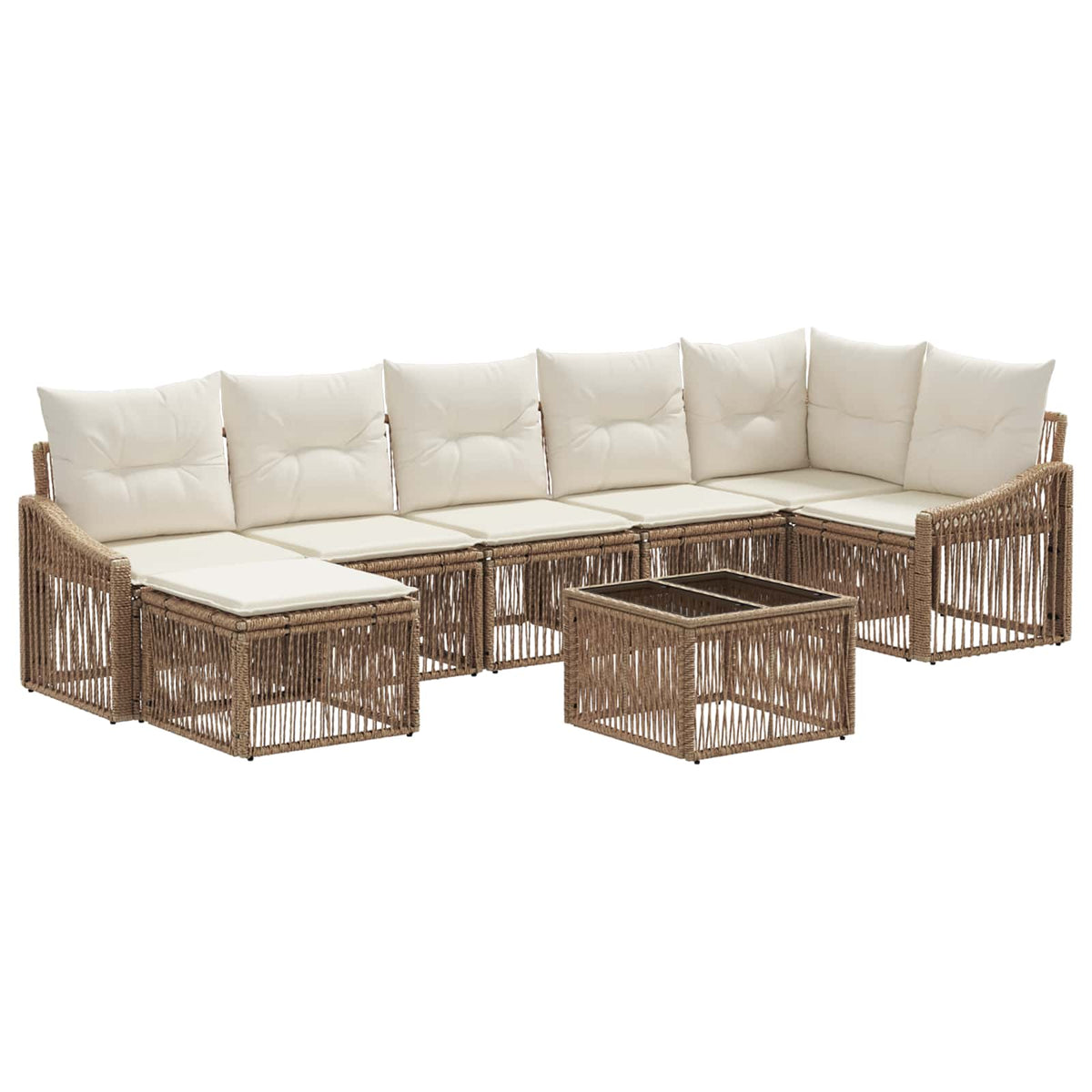 vidaXL Tuinbankenset 8 pcs Zwart poly rattan